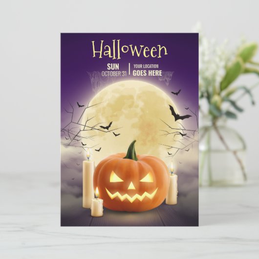 ハロウィン ハロウィーン パーティー お化け屋敷 編集可能 招待状 (スタンド正面)