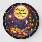 ハロウィン ハロウィーン 怖い お化け屋敷 ラージ壁時計 (正面)
