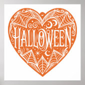 ハロウィン ハート オレンジ ハート型 ホリデー ポスター (正面)