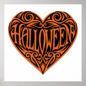 ハロウィン ハート オレンジ ハート 記念日 ポスター (正面)