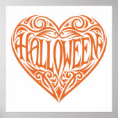 ハロウィン ハート オレンジ ハート 記念日 ポスター (正面)
