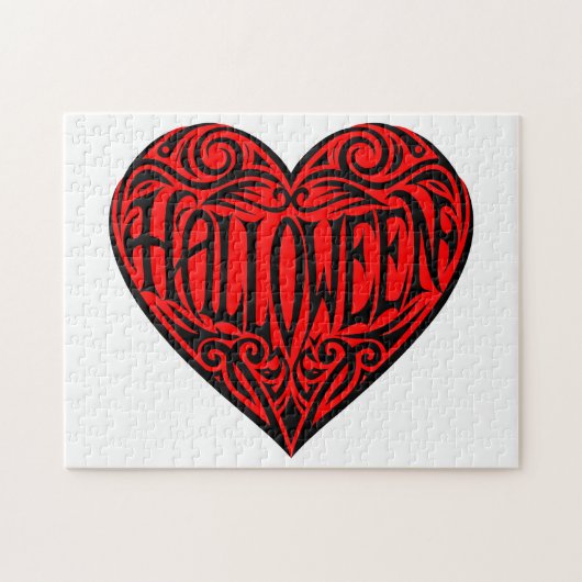 ハロウィン ハート ブラックハート 記念日 ジグソーパズル (横)
