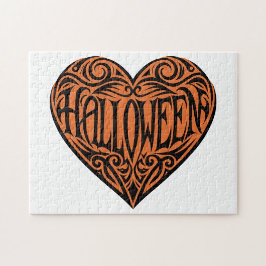 ハロウィン ハート ブラック ハート 記念日 ジグソーパズル (横)
