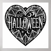 ハロウィン ハート 黒 ハート型 ホリデー ポスター (正面)