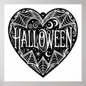 ハロウィン ハート 黒 ハート型 ホリデー ポスター (正面)