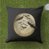 ハロウィン+ハーベスト+満月+夜の飛行+コウモリ アウトドアクッション (芝生)