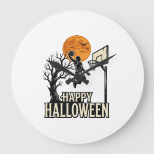 ハロウィン バスケットボール ハッピー ハロウィン ヴィンテージ スポーツ ラージ壁時計