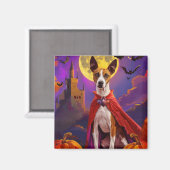 ハロウィン バセンジー 犬 カボチャ スケアリー マグネット (正面/裏面)