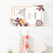 ハロウィン バチェロレッテ 歓迎 サイン おしゃれな黒いリボン 横断幕 (インサイチュ)