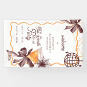 ハロウィン バチェロレッテ 歓迎 サイン おしゃれな黒いリボン 横断幕 (横)