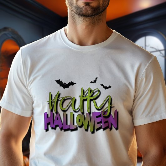 ハロウィン バット タイポグラフィー 緑 ID685 Tシャツ