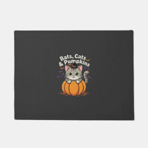 ハロウィン バット 猫 かぼちゃ かわいい子猫 デザイン ドアマット