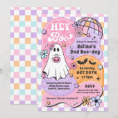 ハロウィン バースデー パーティー グルーヴィー ゴースト お誕生日おめでとう 招待状 (正面/裏面)