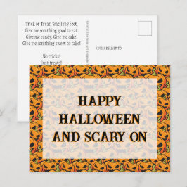 ハロウィン - パターン - カボチャ 1 シーズンポストカード