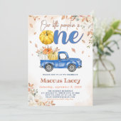 ハロウィン パッチ ボーイ 1歳 誕生日 青いトラック 招待状 (スタンド正面)