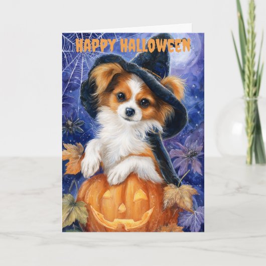 ハロウィン パピヨン 犬 シーズンカード (正面)