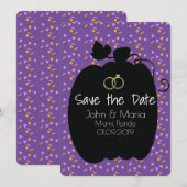 ハロウィン・パンプキンの楽しいSave the Date 招待状 (正面/裏面)