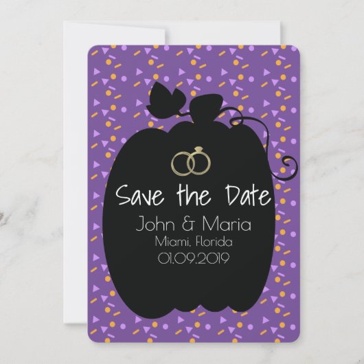 ハロウィン・パンプキンの楽しいSave the Date 招待状 (正面)