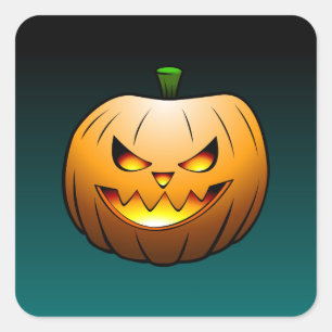 ハロウィン・パンプキンの顔 スクエアシール