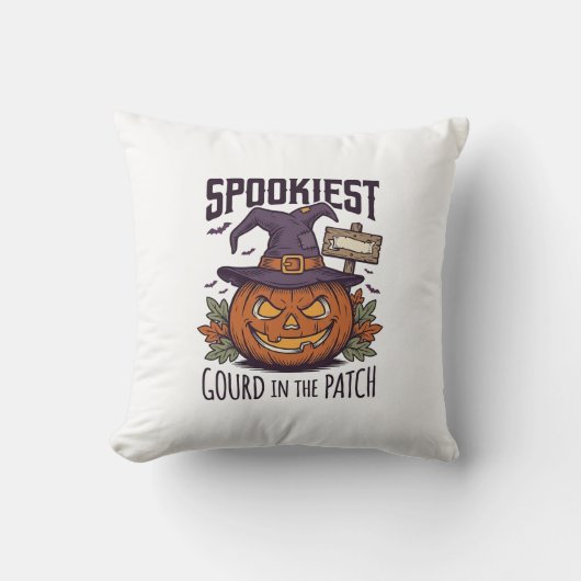 ハロウィン パンプキンシャツ ビンテージ風 彫刻 クッション (正面)