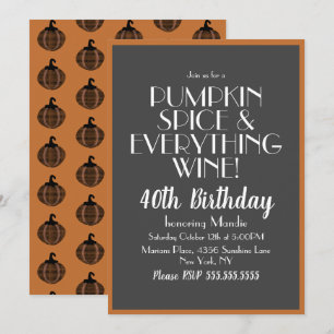 ハロウィン パンプキンスパイスとワイン40歳の誕生日パーティー 招待状