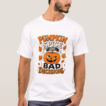 ハロウィン&パンプキンスパイスの面白Tシャツ