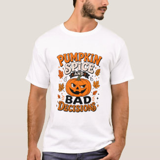 ハロウィン&パンプキンスパイスの面白Tシャツ Tシャツ