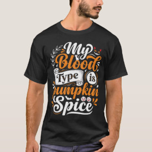 ハロウィン パンプキンスパイス ブラッドタイプ レトロタイポグラフィ Tシャツ
