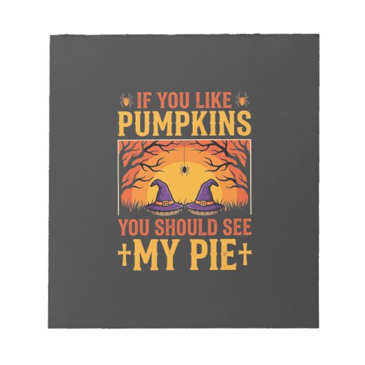 ハロウィン パンプキンパイ 魔女 デザイン 1 ノートパッド (正面)