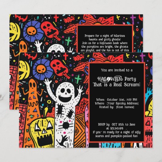 ハロウィン・パンプキンパルーザ・パーティー 招待状 (正面/裏面)