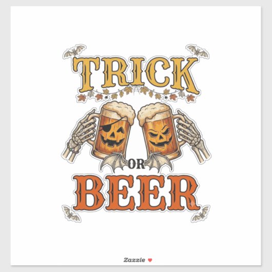 ハロウィン パンプキンマグ 「Trick Or Beer」 スケルトンの手 シール (シート)