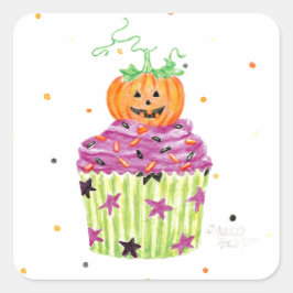 ハロウィン・パンプキン・カップケーキ・ステッカー スクエアシール