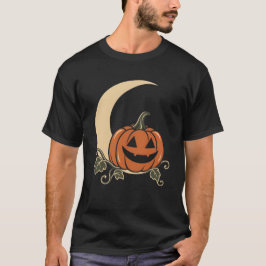 ハロウィン・パンプキン・クレセントムーンのイラスト Tシャツ