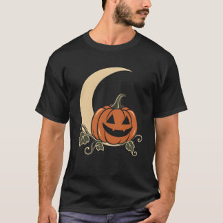 ハロウィン・パンプキン・クレセントムーンのイラスト Tシャツ