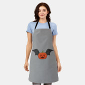 ハロウィン・パンプキン・コウモリ エプロン (着用した状態)