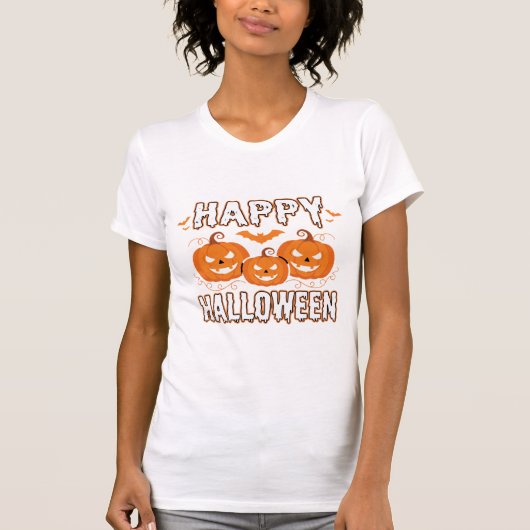 ハロウィン パンプキン コウモリ ベクター Tシャツ (正面)
