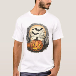 ハロウィン・パンプキン＆コウモリTシャツ Tシャツ