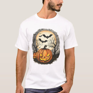 ハロウィン・パンプキン&コウモリTシャツ Tシャツ