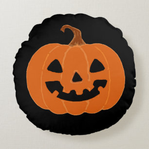 ハロウィン パンプキン ジャックオーランタンのステッカー ラウンドクッション