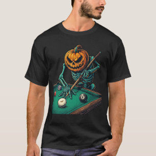 ハロウィン パンプキン スケルトン プール ビリヤード Tシャツ