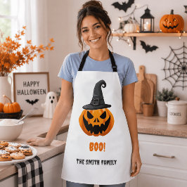 ハロウィン パンプキン "ブー" 名前入り エプロン