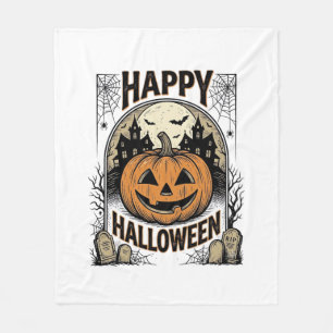 ハロウィン パンプキン 墓場 ヴィンテージ スプーキー Tシャツ アート フリースブランケット