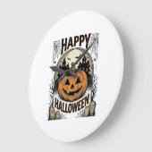 ハロウィン パンプキン 墓場 ヴィンテージ スプーキー Tシャツ アート ラージ壁時計 (傾斜)