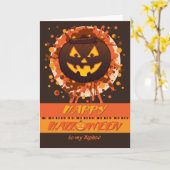 ハロウィン・パンプキン、甥グランジのためユーモアのある、 カード (黄色い花)