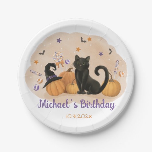 ハロウィン パンプキン 誕生日 ペーパープレート (正面)