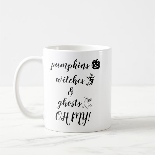 ハロウィン パンプキン 魔女 ゴースト 引用 コーヒーマグカップ (左)
