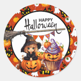 ハロウィン パンプキン 魔女 ラウンドシール