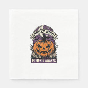 ハロウィン パンプキン 魔女 ヴィンテージ スプーキー ナイト Tシャツ スタンダードランチョンナプキン