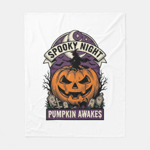 ハロウィン パンプキン 魔女 ヴィンテージ スプーキー ナイト Tシャツ フリースブランケット