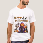 ハロウィン パンプキン 魔法使い 面白い ハロウィン  Tシャツ (正面)
